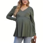 Plus Size Maternity V-Neck Wrap Top