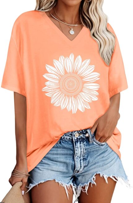 Oversized V-Neck T-Shirt for Women
