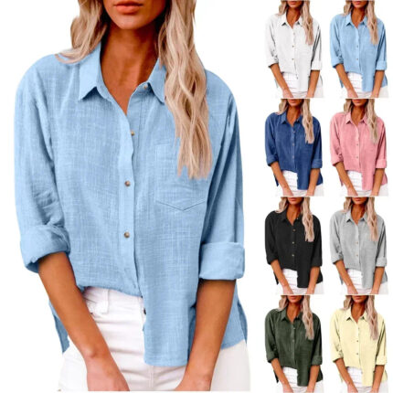 Women’s Cotton Linen Long Sleeve Shirt