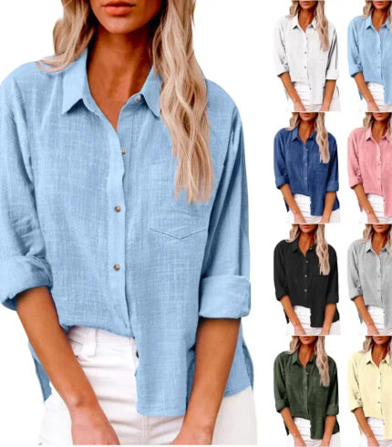 Women’s Cotton Linen Long Sleeve Shirt