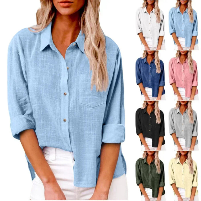Women’s Cotton Linen Long Sleeve Shirt