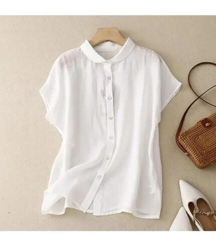 Plus Size Ladies Blouse Short Sleeve Chic Style for Summer