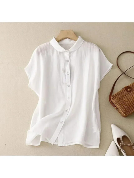 Plus Size Ladies Blouse Short Sleeve Chic Style for Summer