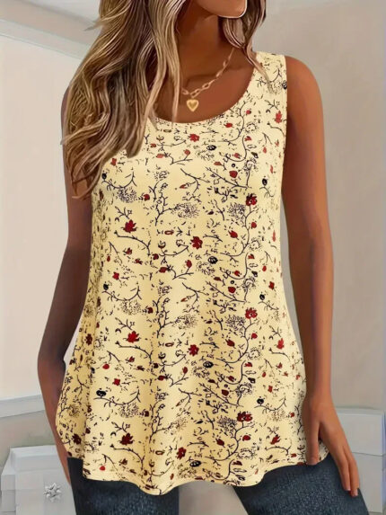 Elegant Plus Size Summer Floral Tank Top