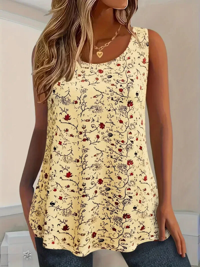Elegant Plus Size Summer Floral Tank Top