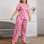Womens Plus Size Pajama Set Love Heart