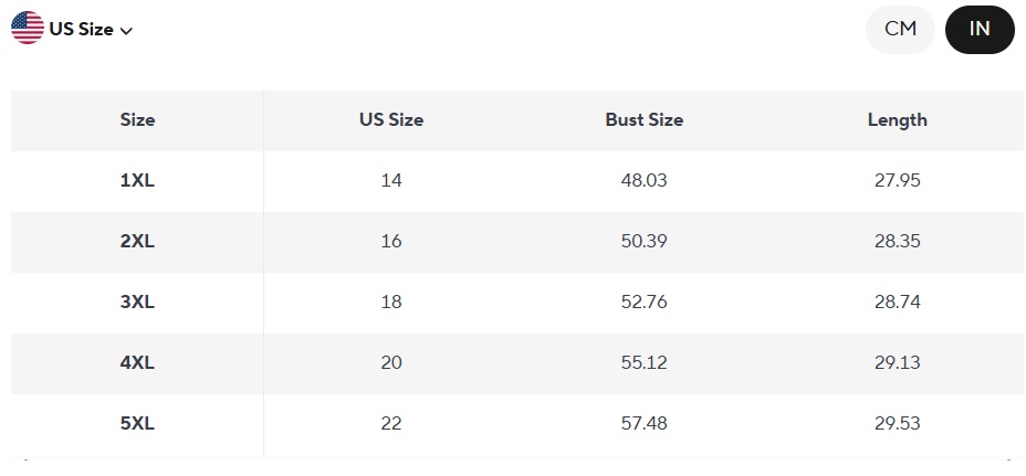 size chart