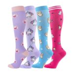 Pregnancy Cartoon Compression Socks Cute Animal 4-Pack Support