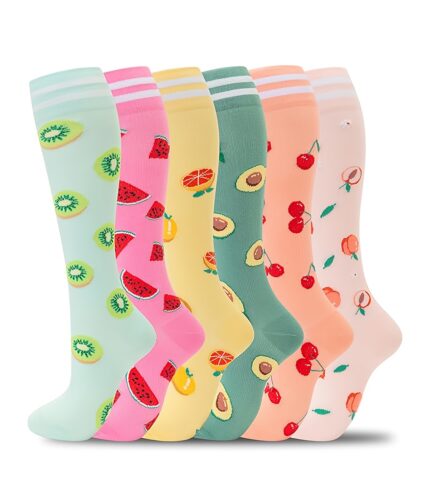 Floral Compression Socks 6-Pack Knee Support for Women