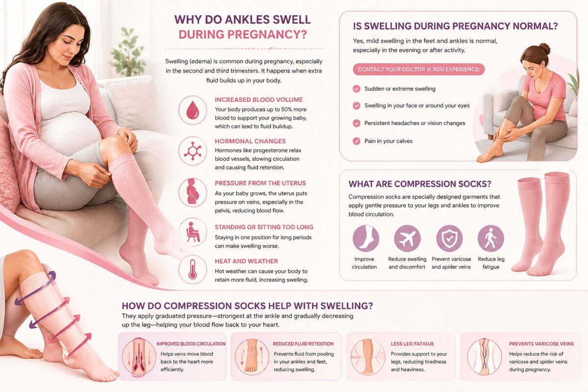 infographic Swollen ankles and compression socks guide