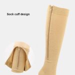 Knee high compression stockings with zipper