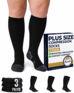 Pembrook Plus Size Compression Socks 20-30mmHg Wide Calf 3-Pack