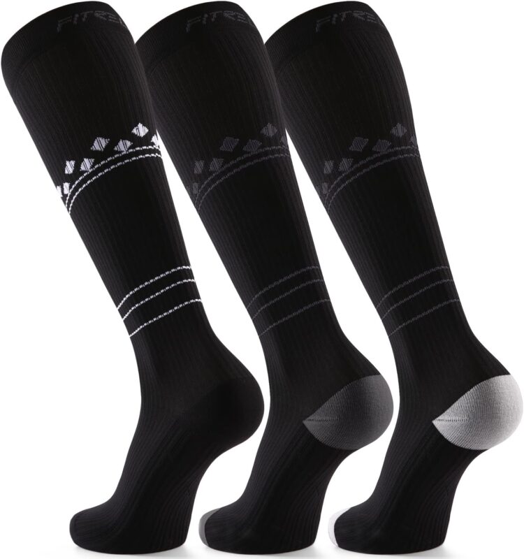 FITRELL 20-30mmHg Compression Socks for Men & Women 3 Pairs