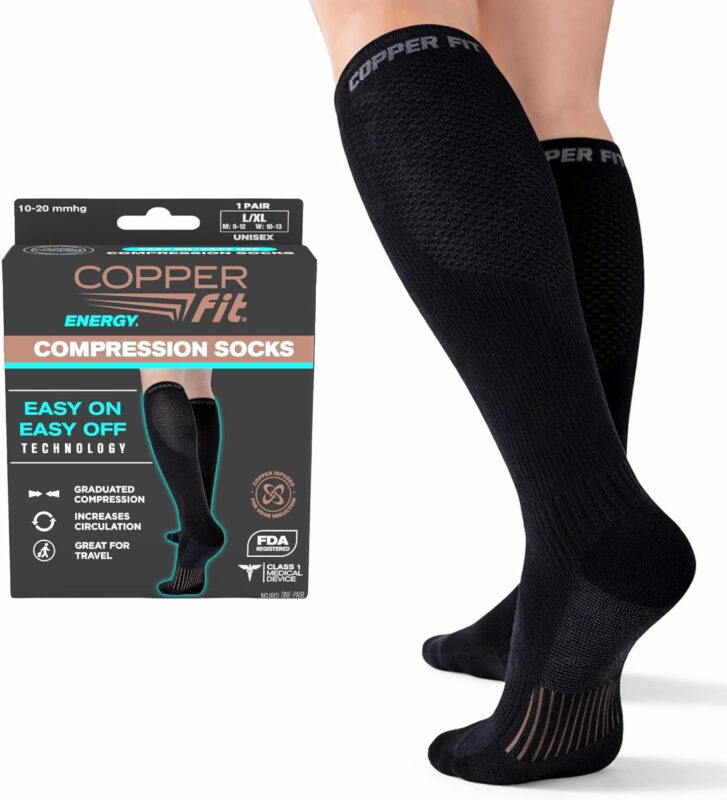 Copper Fit Easy On/Off Energy Compression Socks | Knee High Support