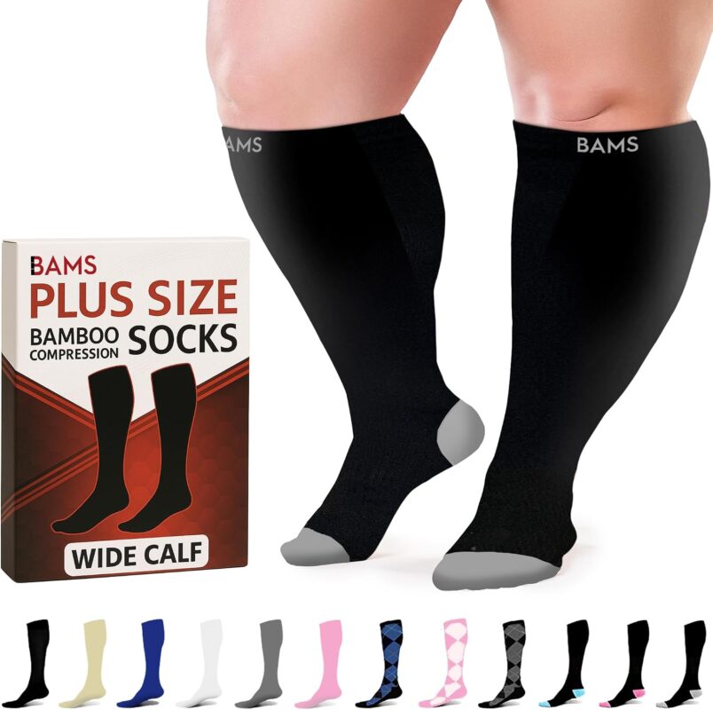 BAMS Wide Calf Compression Socks for Men and Women