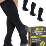 Bamboo Viscose Light Compression Socks for Women & Men, 3 Pairs, 8-15 mmHg Daily Comfort