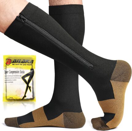 Ailaka Graduated Zipper Compression Socks for Swelling Relief