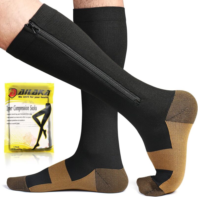 Ailaka Graduated Zipper Compression Socks for Swelling Relief