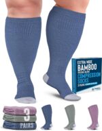 Doctor's Select Plus Size Bamboo Compression Socks Wide Calf 3 Pairs Knee High - Image 2