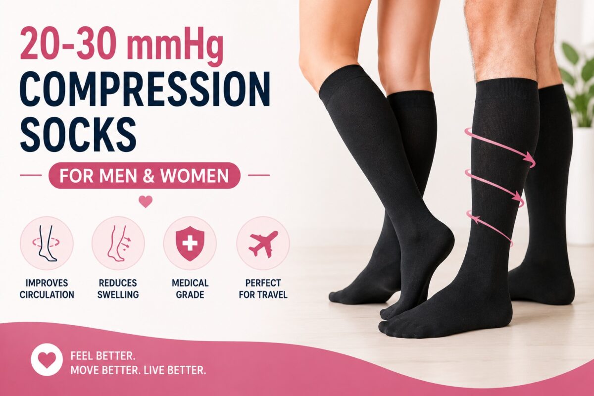 20-30 mmHg compression socks for men and women with medical-grade graduated compression for circulation support and swelling relief