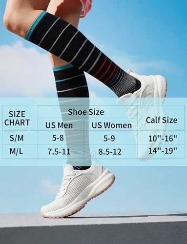 BBFREY Knee High Cotton Compression Socks 3 Pairs