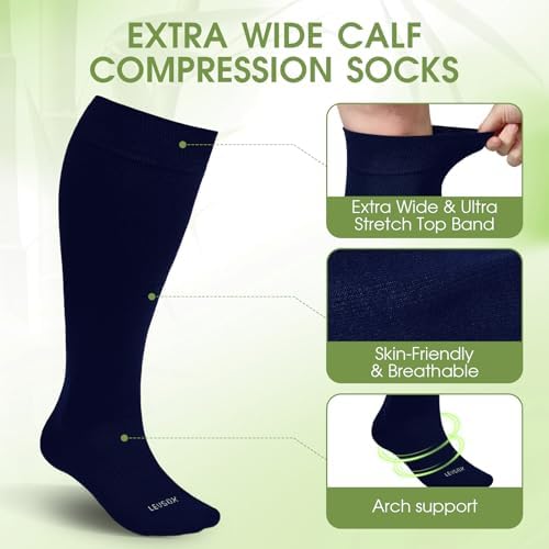 bamboo compression socks wide calf