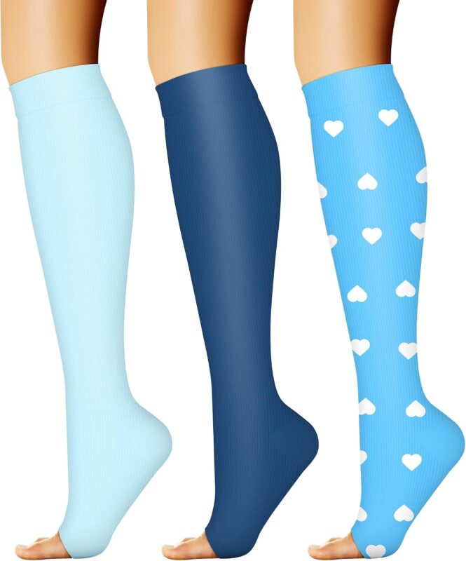 CHARMKING Open Toe Compression Socks 15-20 mmHg