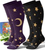 Lalapapa Bamboo Wide Calf Compression Socks 15-20 mmHg 2 Pairs Plus Size - Image 2