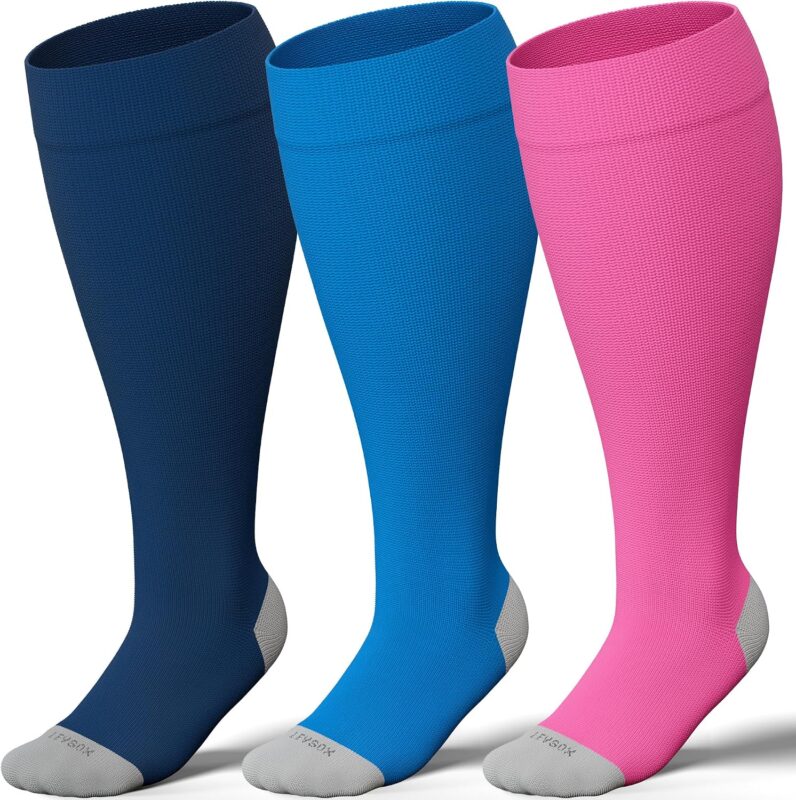 LEVSOX Plus Size Compression Socks Wide Calf