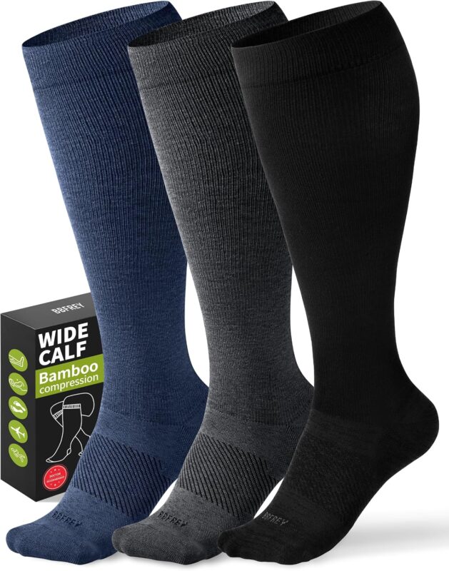 BBFREY wide calf bamboo compression socks