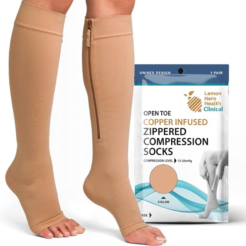 copper zipper compression socks