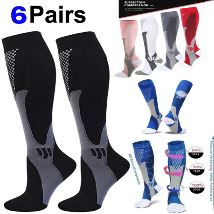 6 Pairs Compression Socks 20-30mmHg