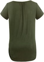 Back view of army green ruched nursing top
