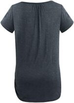 Back view of deep grey short sleeve nursing shirt
