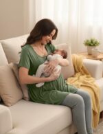Plus size nursing top – short sleeve breastfeeding tunic for women