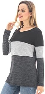 Side view of black colorblock long sleeve breastfeeding top