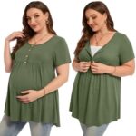 Plus size nursing top – short sleeve breastfeeding tunic for women
