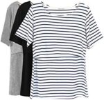 White striped, black and grey maternity nursing tees