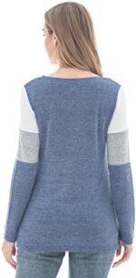 Back view of blue colorblock long sleeve nursing shirt