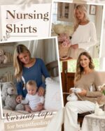 Mom wearing long sleeve nursing shirts with baby collage