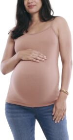 Blush maternity nursing cami on pregnant model