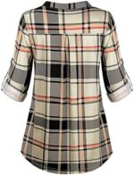 Back view of beige plaid breastfeeding tunic