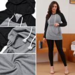 Nursing hoodie fabric, drawstring and pocket detail