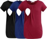 Black, navy and wine breastfeeding shirt set
