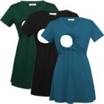 Deep green, black and teal short sleeve nursing tops