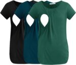 Black, teal and deep green nursing tops with nursing openings