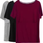 Short sleeve nursing t-shirts 3 pack in wine, black and grey