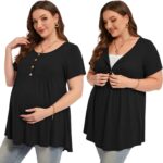 Plus size nursing top – short sleeve breastfeeding tunic for women