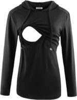 Black nursing hoodie with nursing opening