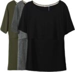 Solid black nursing top with army green and grey tees